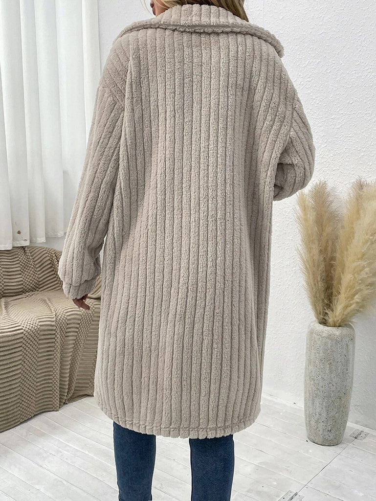 Women's Plush Lapel Long-sleeved Woolen Coat Top