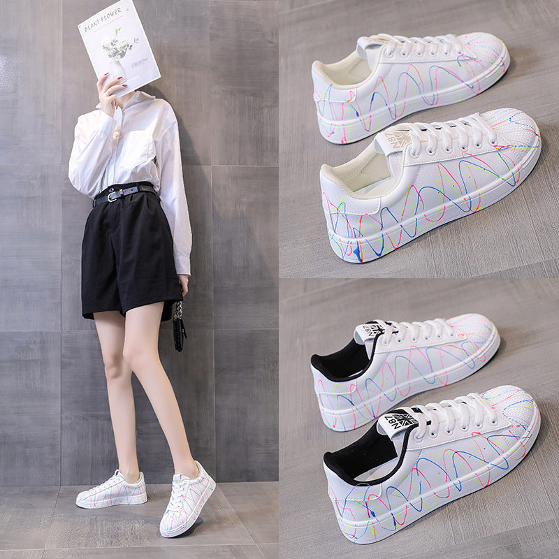 Starry luminous little white shoes women