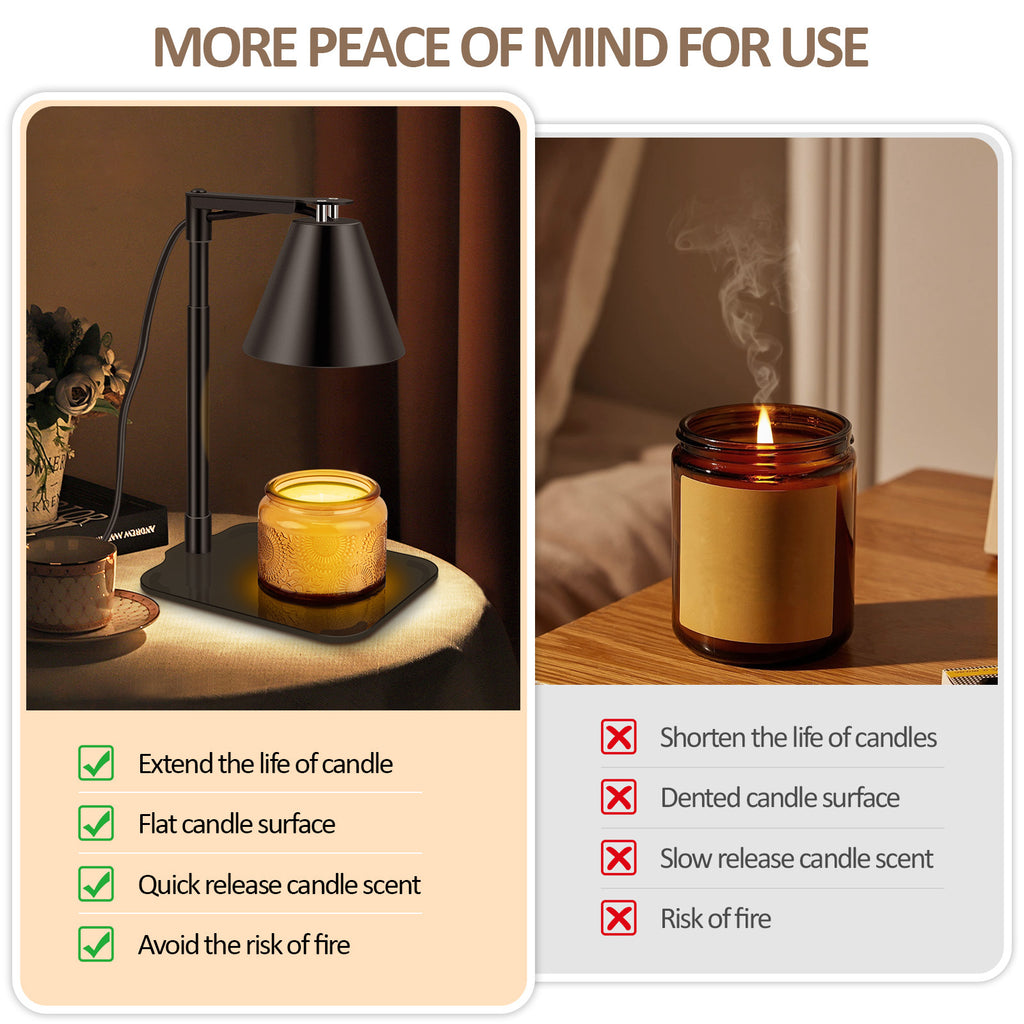 Candle Warmer Lamp With Timer, Electric Candle Warmer Adjustable Height Wax Warmer Compatible With Scented Candle For Vintage Home Room Decor House Warming Gifts New Home