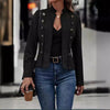 Women's Solid Color Double-breasted Decorative Deerskin Velvet Retro Long-sleeved Jacket