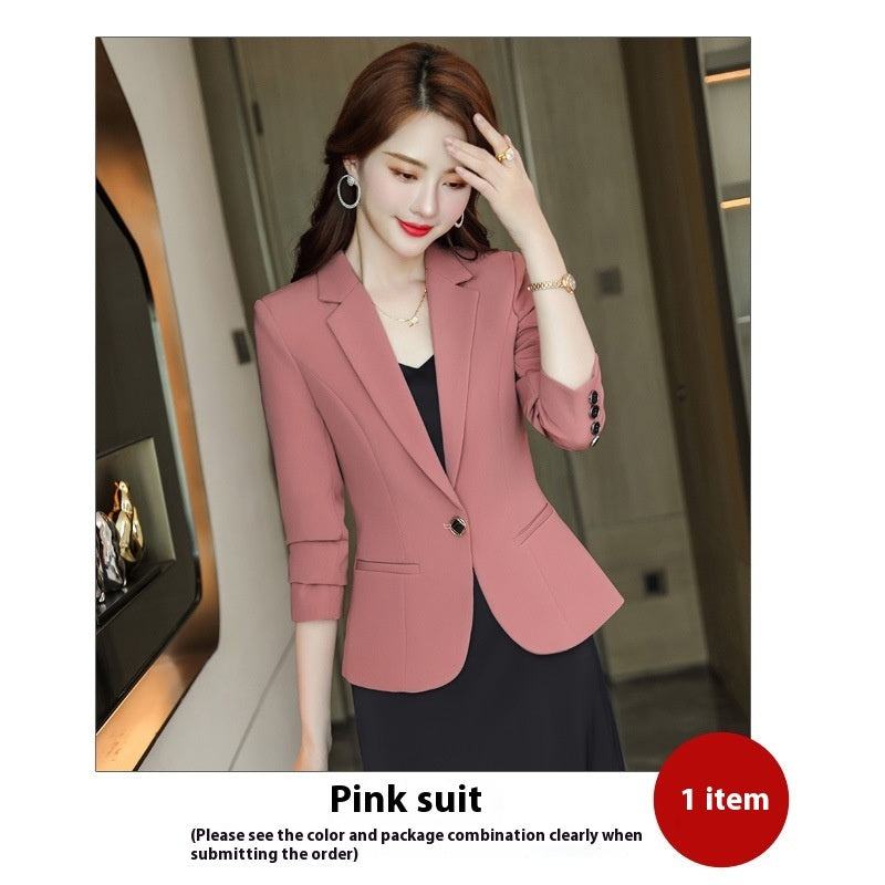 Korean Style Casual Slim Fit Waist-tight Spring And Autumn Black Small Business Suit