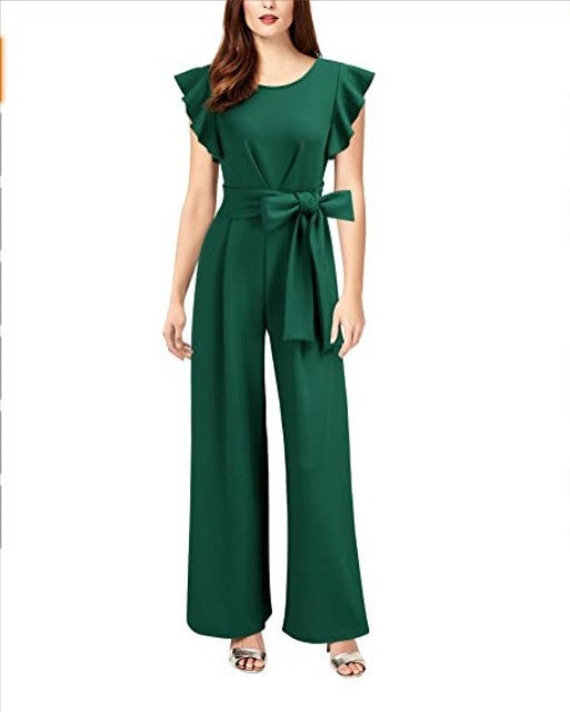 Sleeveless Ruffled Waist Wide Leg Jumpsuit