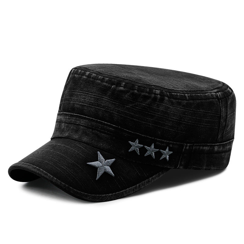 Hat Men's Korean Washed-out Denim Embroidery Military Cap Outdoor Sunshade