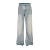 Punk Wash Denim Distressed Straight-leg Trousers Street Fashion Retro