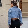 New Denim European And American Loose Hole Casual Denim Jacket For Women