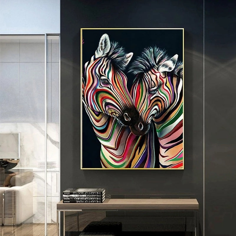 Modern Abstract Zebra Canvas Painting Wall Art Poster