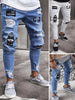 Mens Stretchy Ripped Skinny Embroidered Jeans Men's White Pants Destroyed Hole Slim Fit Denim High Quality Hip Hop Men trousers