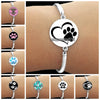 Cute Cat Paw Print Glass Women Bracelet Fashion Animal Paw Print Bangle You Always In My Heart Braclets Gift for Girlfriend