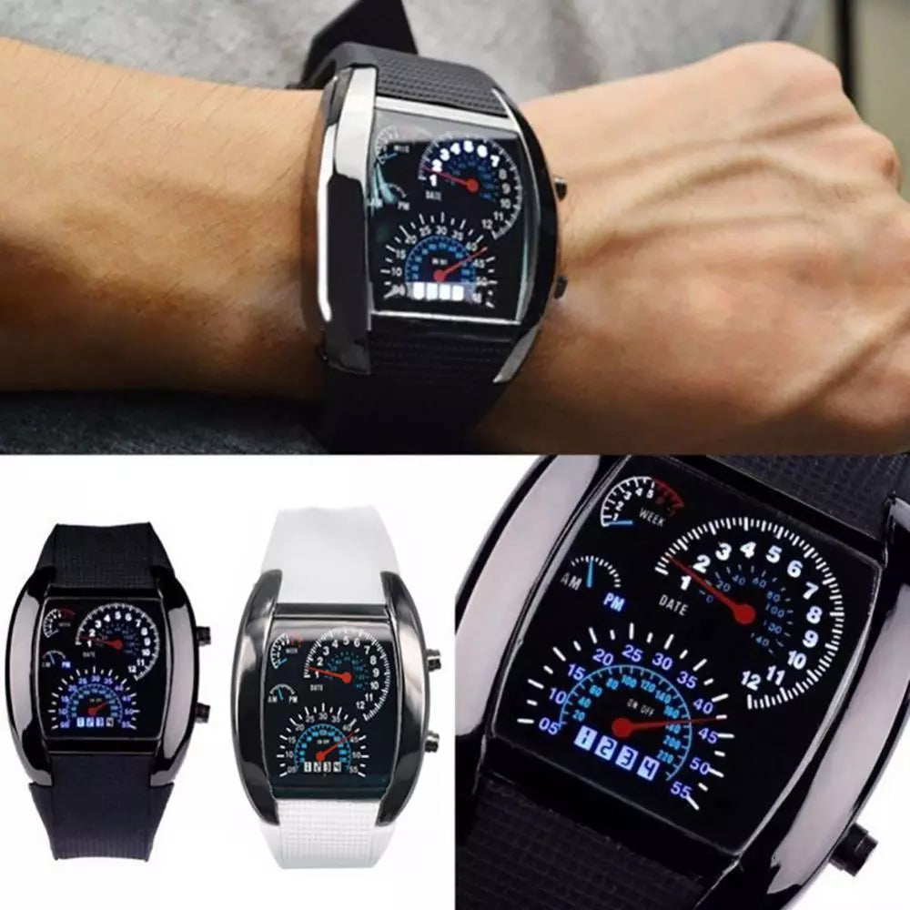 HOT SALES！！！New Arrival Fashion Men Women LED Digital Dashboard Pattern Dial Sport Wrist Watch Gift