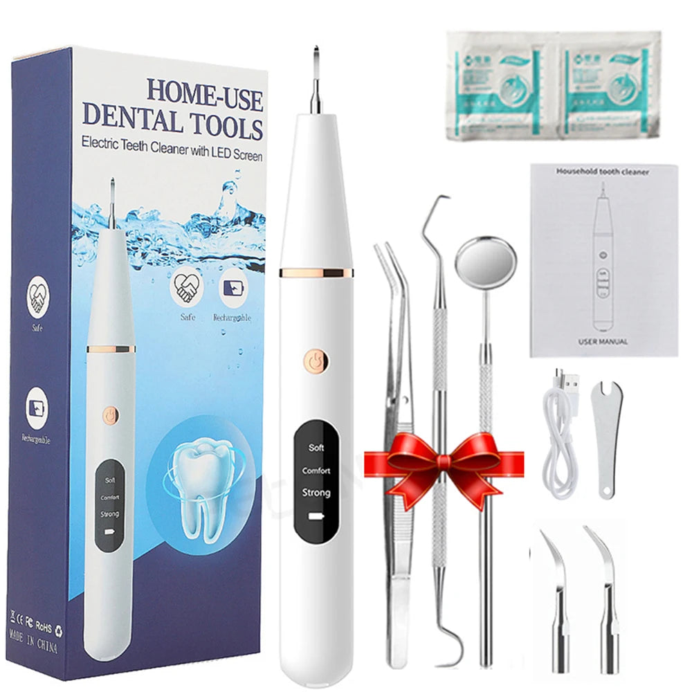 Ultrasonic Dental Scaler For Teeth Tartar Stain Tooth Calculus Remover Electric Sonic Teeth Plaque Cleaner Dental Stone Removal