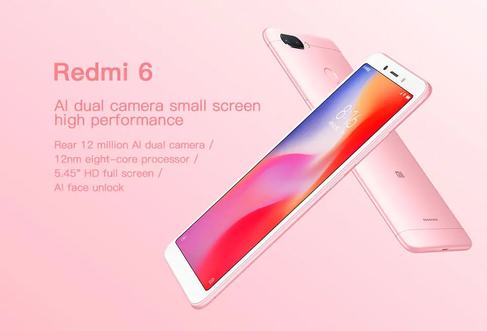 Xiaomi Redmi 6 Smartphone  googleplay Mobile Phone 5.45" Full Screen AI Face ing used phone