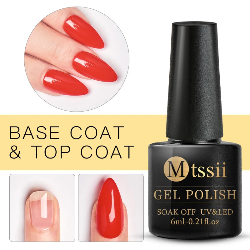 Mtssii 6ml Base And Top Coat Gel Nail Polish Matte Top 1/2/3PCS Varnishes Nail Gel Primer Soak Off Uv Gel Nail Art Gel Manicure