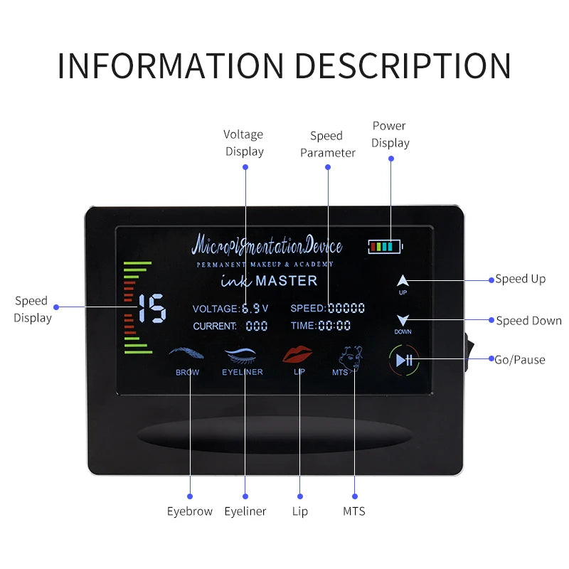 Permanent Makeup Machine Kit Professional Digital Tattoo Machine for PMU Microblading Eyebrow Lip Beauty with Cartridges Needles