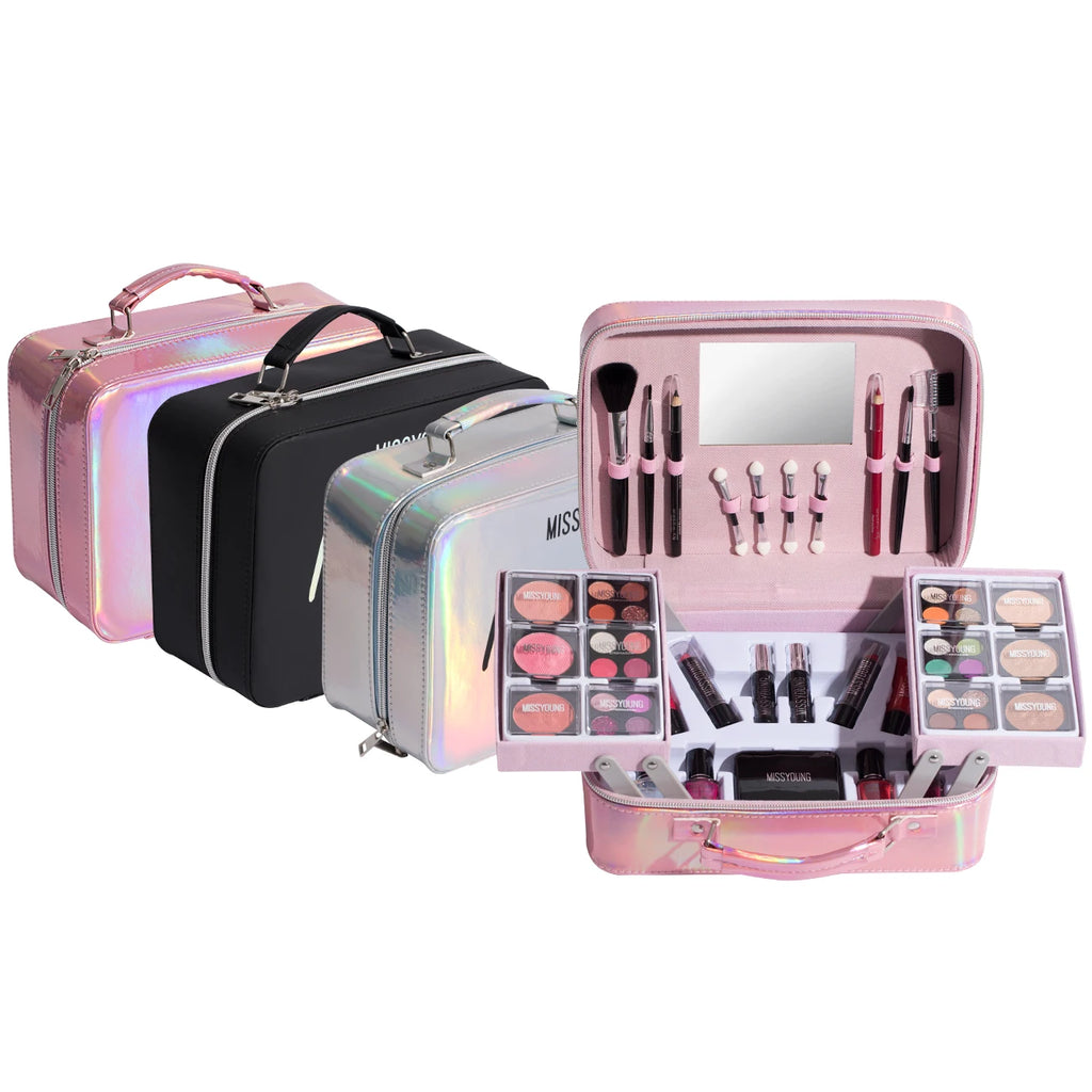 34pcs Sparkle Makeup Gift Box Laser Rose Portable Professional Cosmetics Full Set Fashionable Festive Gift Y2k Travel Makeup KIT