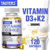 TAOTERS Vitamin D3+K2 Supplement to Support Joint, Bone and Immune Health Non-GMO formula easy-to-swallow vitamin D & K complex