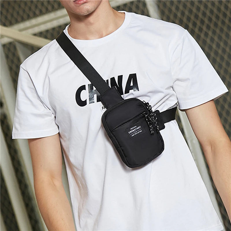 Men's Chest Bag 2023 Small Fashion Male Crossbody Bags Oxford Cloth Mini Mobile Phone Bag Shoulder Side Pouch for Husband Sports