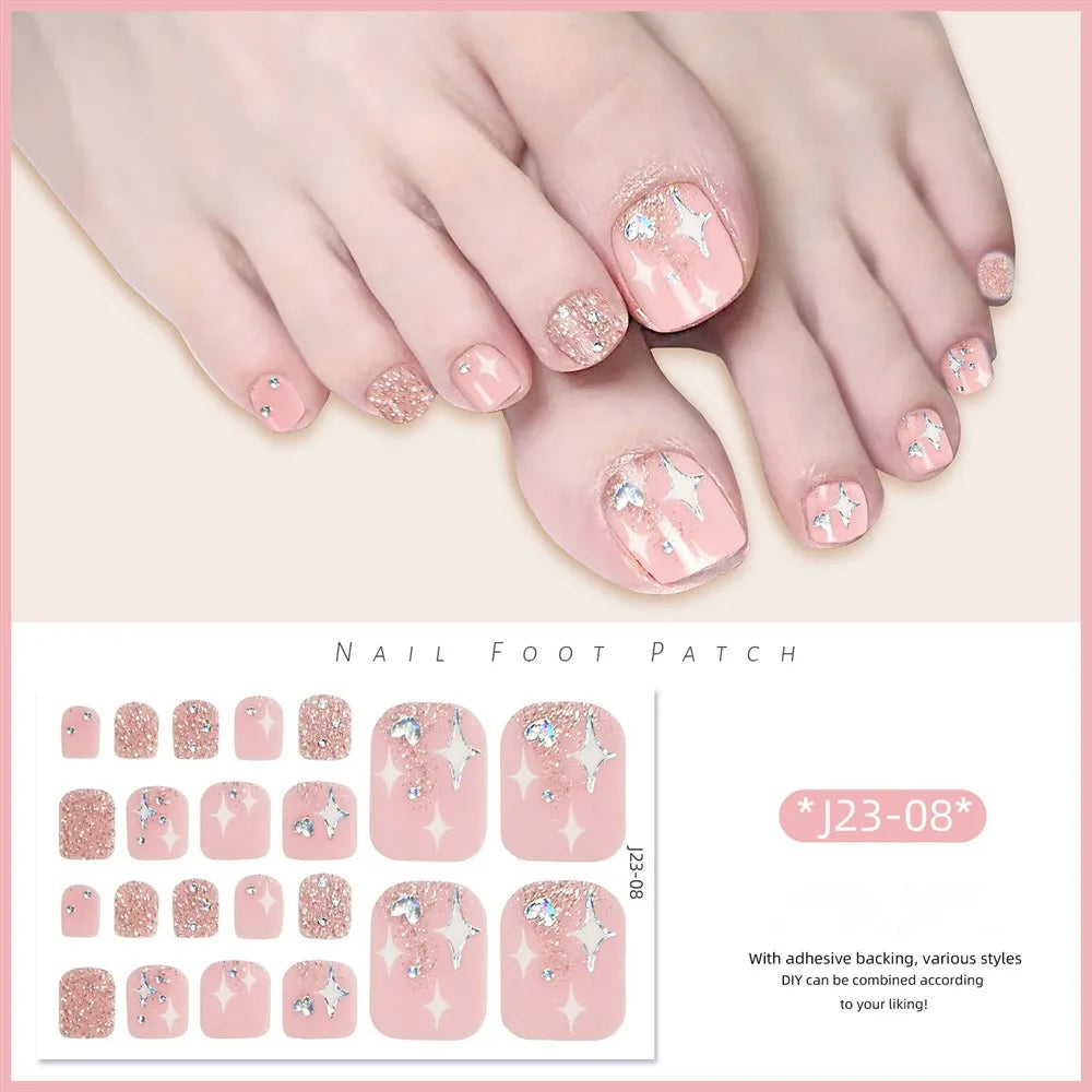 Removable Foot Nai White. Flash Foot Nail Stickers Fashion Exquisite Nail Supplies And Manicure Tools 22 Foot Nail Stickers 2024