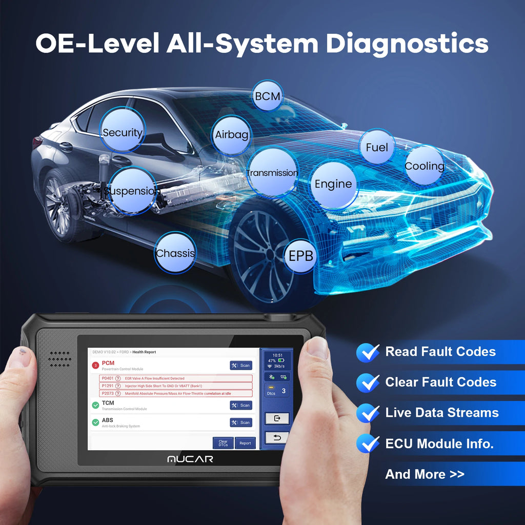 Global Version MUCAR VO6 OBD2 Scanner 32GB All Systems Diagnostic 28 Reset Auto VIN EPB/BMS/SAS/ABS Sevice Lifetime Free Update