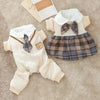 Autumn Winter Dog Clothes Checkered Couple Cotton Clothes Dog Four Legged Pants Dress Small Dog Teddy Bears Pet Clothes