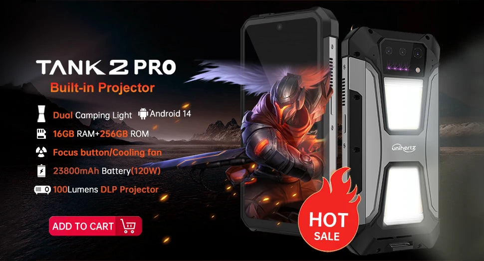 Unihertz Tank 3 Pro 8849 Rugged Smartphone android 5G with 100 Lumens Projector 32/36GB 512GB 23800mAh Waterproof 200MP phones