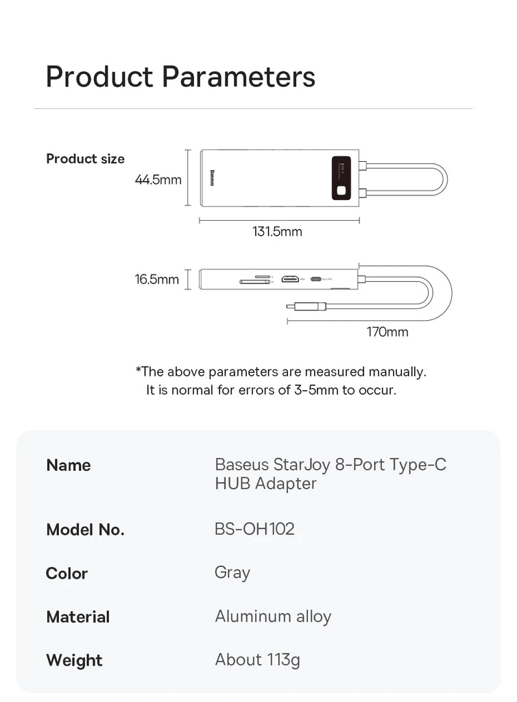 Baseus 4K 60Hz USB C Hub Type C to Ethernet Port PD 100W Adapter for Macbook Pro USB 3.0 Hub Laptop Tablet Accessories