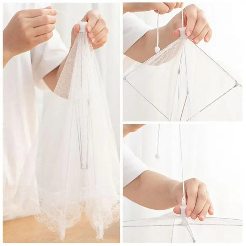 Foldable Food Mesh Cover Fly Anti Mosquito Pop-Up Food Cover Umbrella Meal Vegetable Fruit Breathable Cover Kitchen Accessories