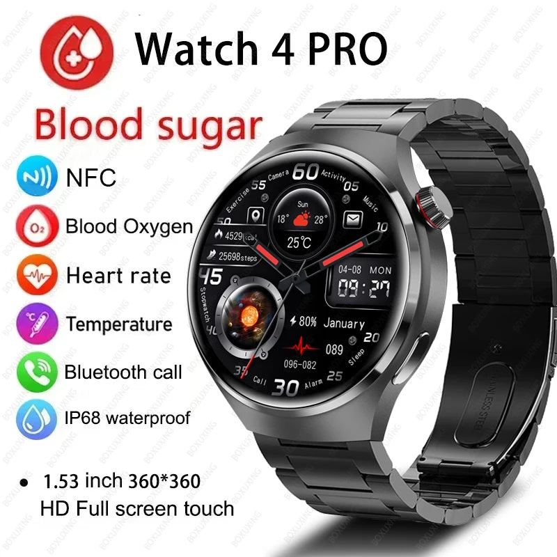 For Huawei Watch 4 Pro Smart Watch Men 360*360 HD Screen BT Call NFC IP68 Waterproof Heart rate Blood Sugar Smartwatch 2023 New