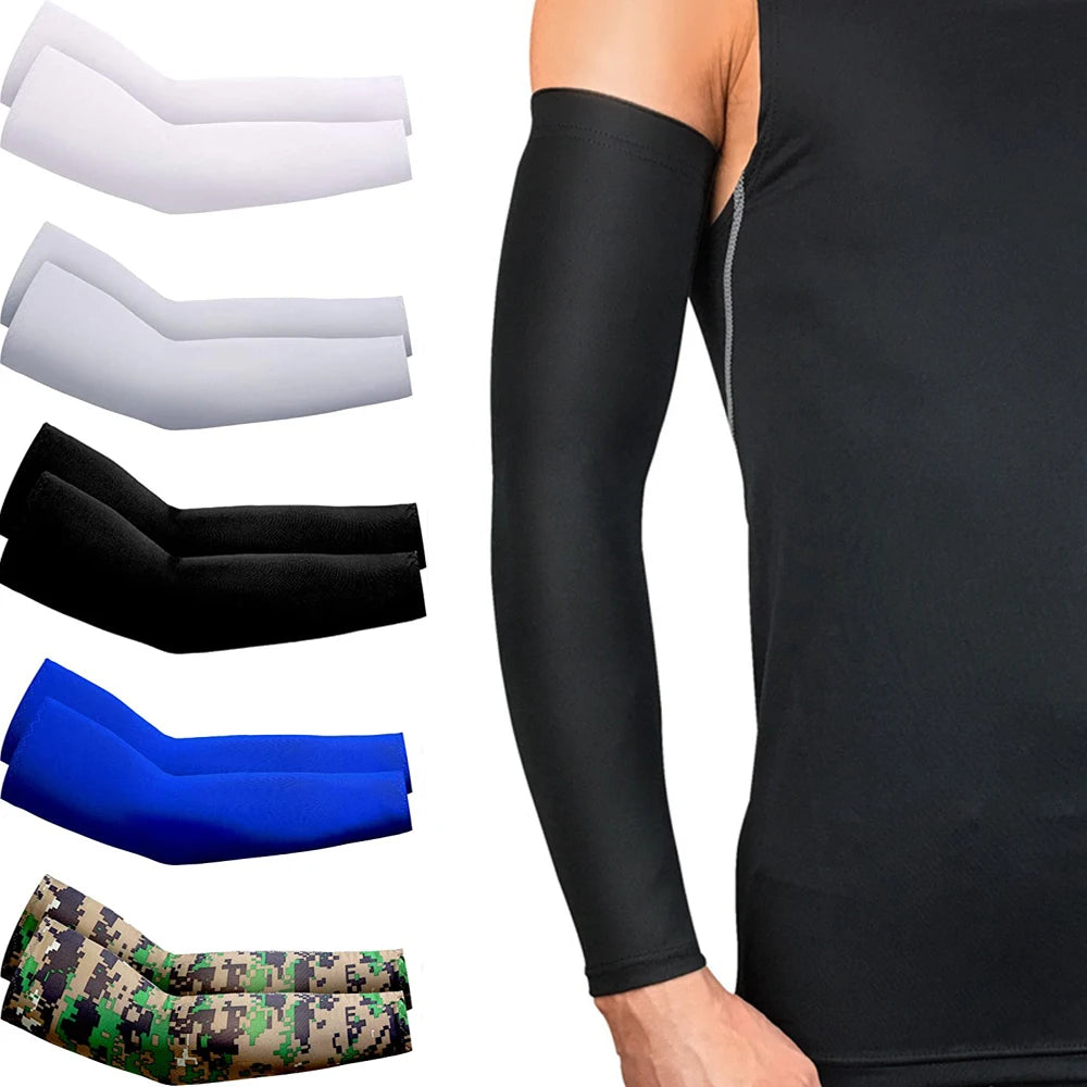 2Pcs Unisex Cooling Arm Sleeves Cover Women Men Sports Running UV Sun Protection Outdoor Fishing Cycling Sleeves for Hide Tattoo