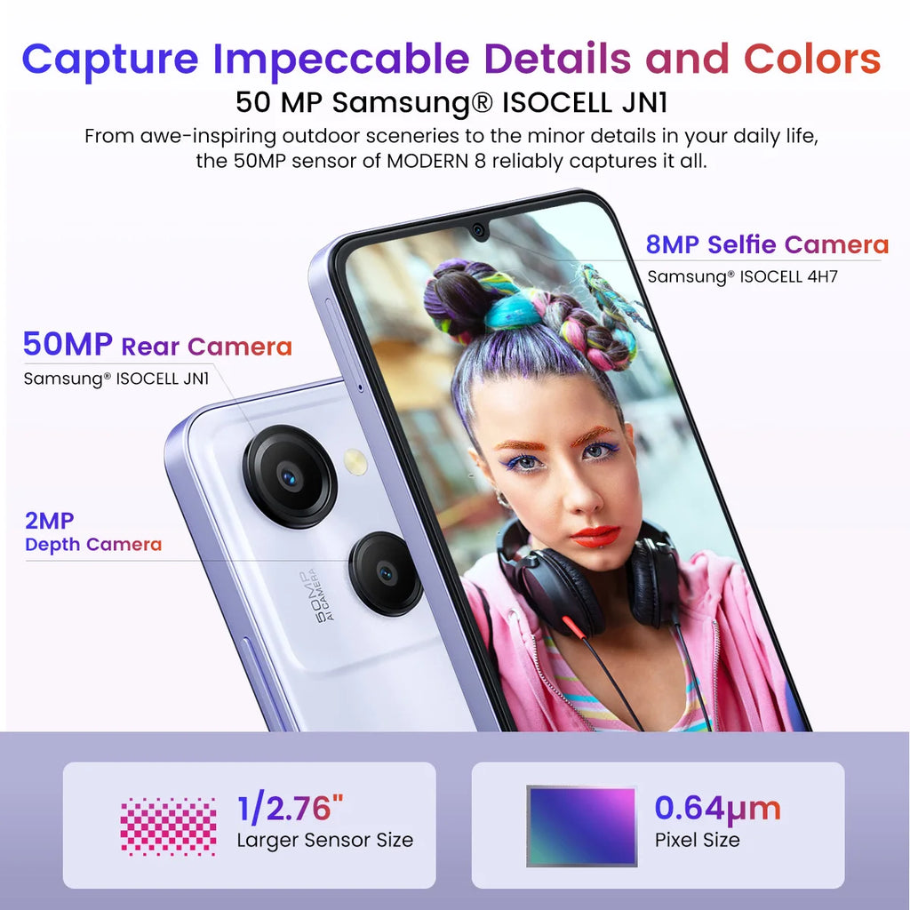 New OSCAL MODERN 8 Smartphone 6.75inch Display Octa Core 128GB/256GB 50MP Camera Mobile Phone 6000mAh Battery 18W Fast Charging