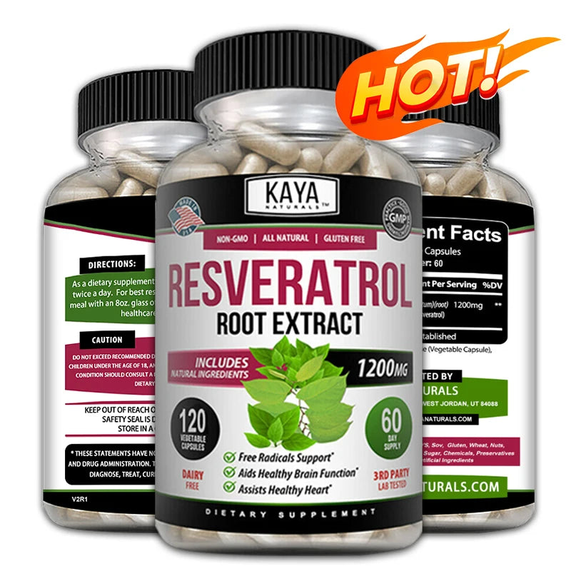 Resveratrol Capsules - Antioxidant Supplement to Support Circulatory Health and Overall Wellness - Non-GMO