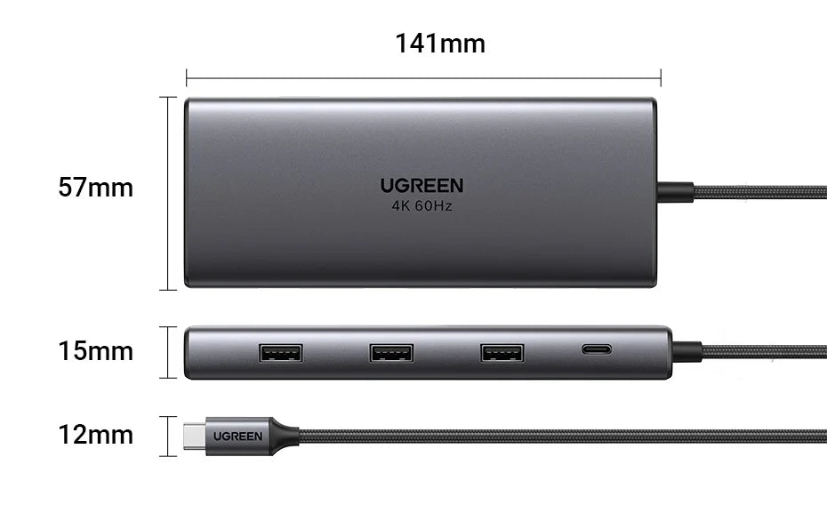 UGREEN 10Gbps USB C HUB 4K60Hz Type C to HDMI2.0 RJ45 PD 100W Adapter For Macbook iPad Pro Air M2 M1 Sumsang PC Accessories HUB