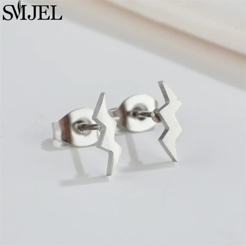 Stainless Steel Mini Stud Earrings Lightning Watermelon Wings Star Mooon Cartilage Ear Piercing Jewelry Key Lock Shape Studs