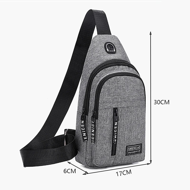 Travel Men's Handbags Multifunctional USB Chest Bag Designer Messenger Crossbody Bags Water-Proof Shoulder Bag Sports Back Pack