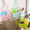 Kitchen Sink Drain Basket Faucet Hanging Bag Soap Sponge Holder Adjustable Silicone Drain Basket Kitchen Storage Accessories