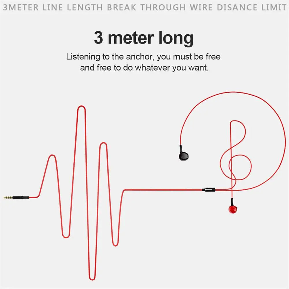 3m Long Wires Headphone Clear Bass Earbuds Ergonomic Monitoring Headset Mobile Phone Music Earphones