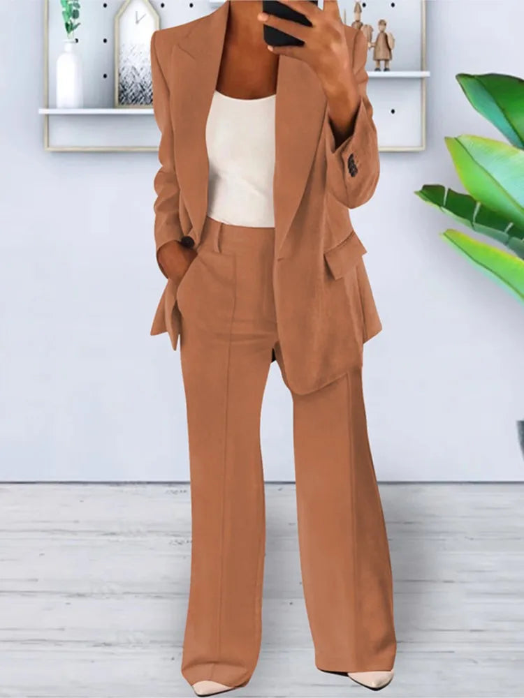 Autumn Fashion New Women's 2PCS Pants Sets Business Office Ladies Formal Blazer And Pants Sets Tracksuit Sets Female Outfits