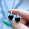 SODROV Black Heart Stone Women's Hoop Earrings Jewelry 2023 Trend Earing Gothic Wholesale Accessories Earring for Women