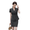 Women's Formal Short Sleeve Blazer and Skirts Sets, Business Outfit for Office Ladies, Elegant Workwear, Gray Black Blue, Summer