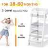 Bamboo Toddler Kitchen Step Stool White Helper Standing Tower Height Adjustable with Anti-Slip Protection for Kids Kitche