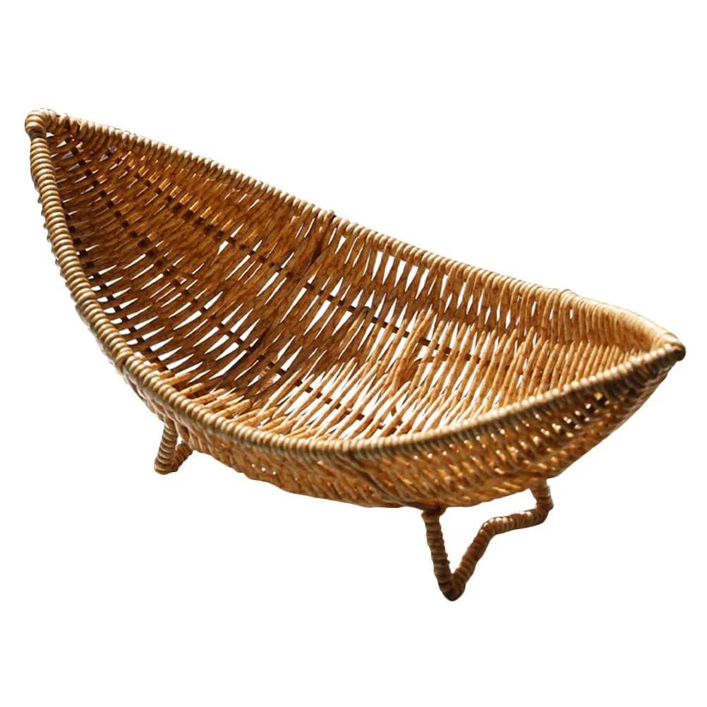 Rattan Fruit Bowl Storage Basket Sundries Baskets Vegetable Plate Food Tray Rattan Fruit Bowl Tray For Coffee Table Woven Basket