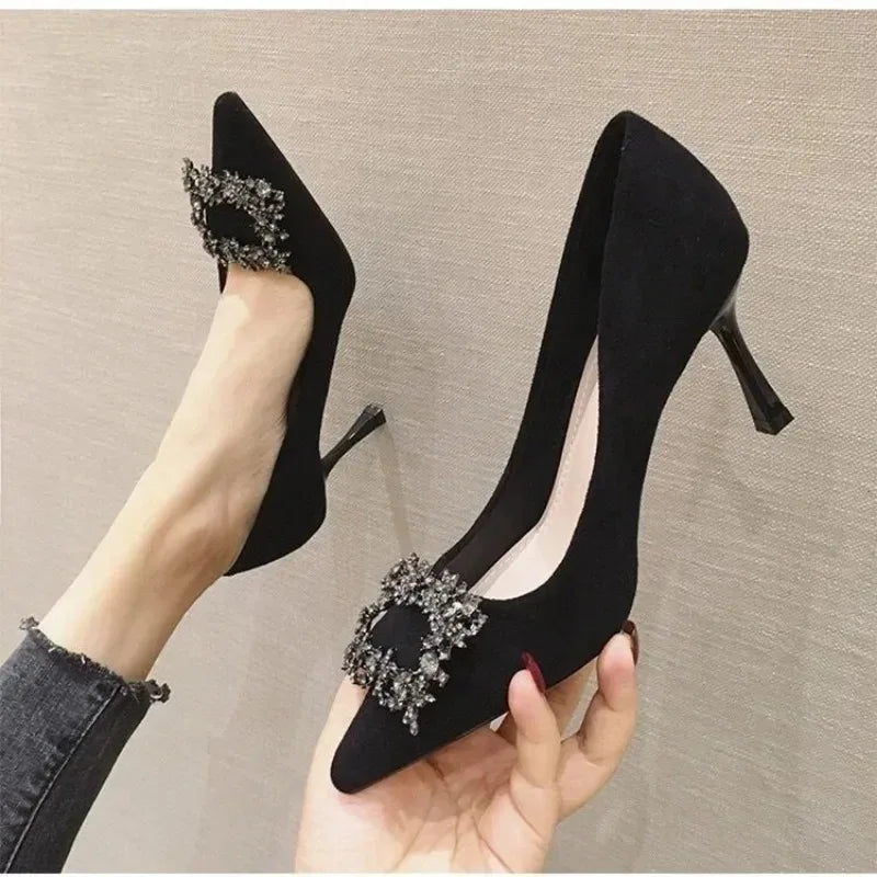 2024 Autumn New Womens Sexy Pointed Solid Color Shallow Mouth Women's Shoes Elegant Party Dress Women's Stiletto Shoes Zapatilla