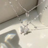 Popular 925 Sterling Silver Double Layer Butterfly Necklace Zirconia Insect Pendant Birthday Gift For Women's Fine Jewelry