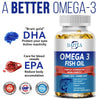 Daitea Omega 3 Fish Oil Capsules - for Nervous System, Skin and Hair Health, Antioxidants - Easy To Swallow