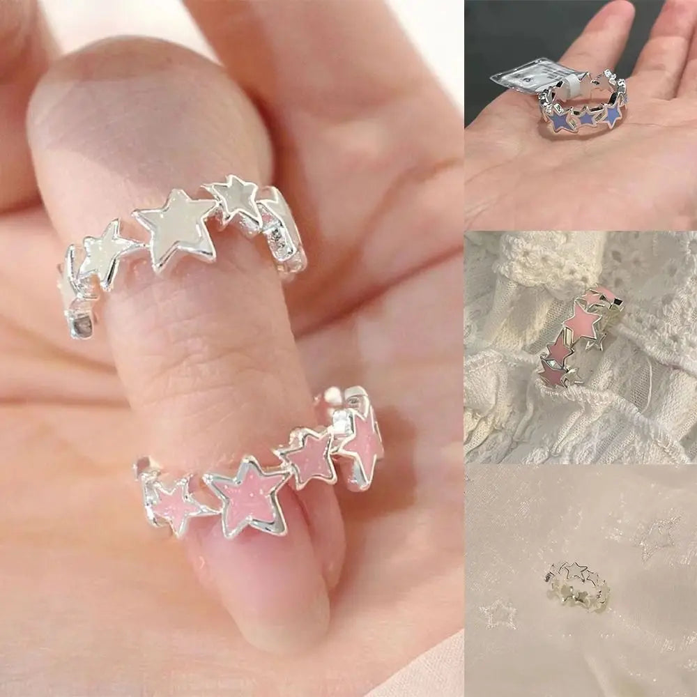 Korean Style Irregular Star Ring Geometric Alloy Kpop Finger Buckle Jewelry Accessories Minority Design Y2K Open Ring Gift