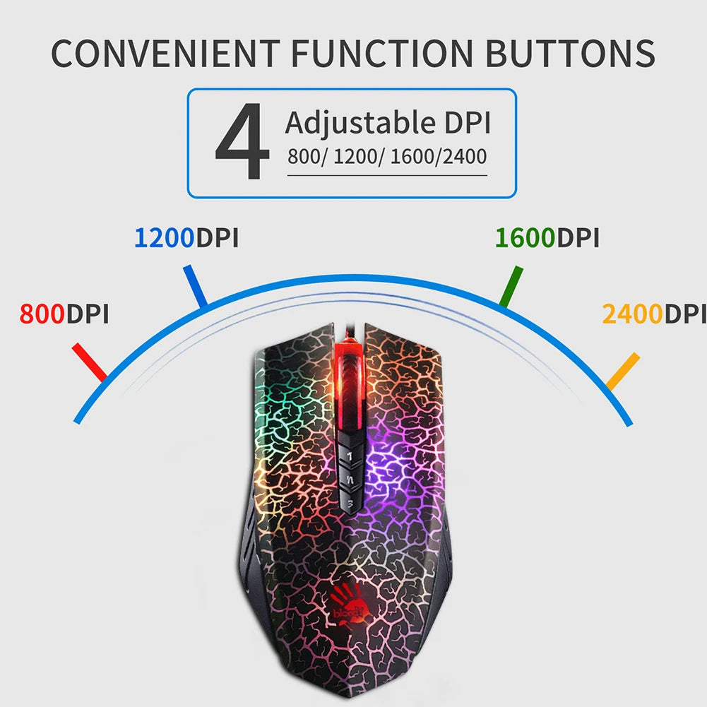 A4Tech Bloody A70 USB wired optical 4000DPI color glare gaming mouse-Active version