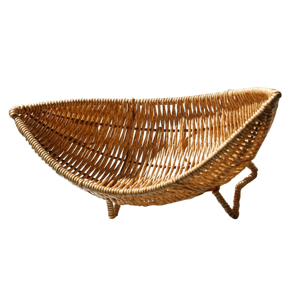 Rattan Fruit Bowl Storage Basket Sundries Baskets Vegetable Plate Food Tray Rattan Fruit Bowl Tray For Coffee Table Woven Basket