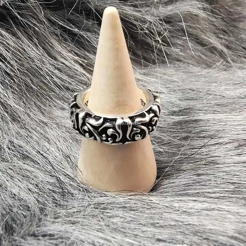 Retro Eternal Vine Ring Silver Color Punk Gothic Vintage Open Ring for Men Women Handmade Designer Jewelry Unisex Accessories