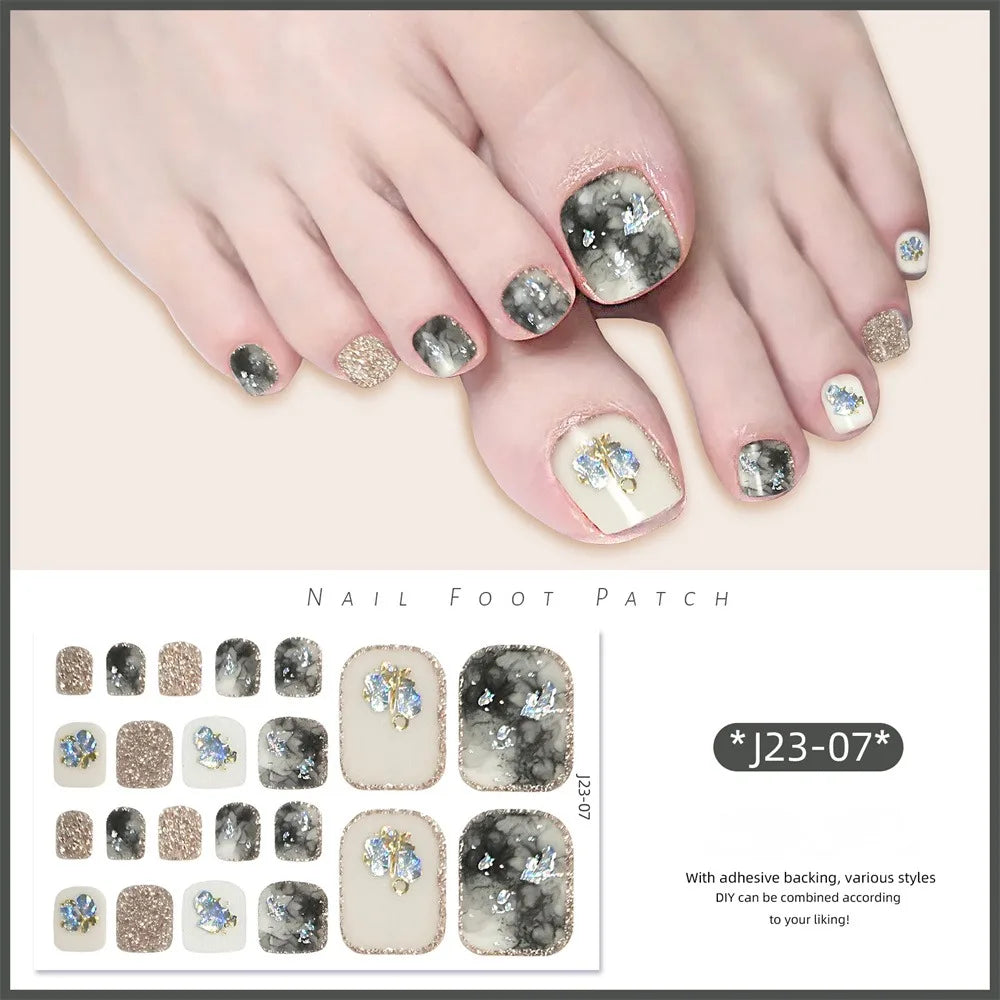 Removable Foot Nai White. Flash Foot Nail Stickers Fashion Exquisite Nail Supplies And Manicure Tools 22 Foot Nail Stickers 2024