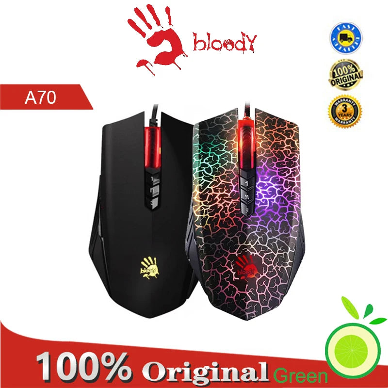 A4Tech Bloody A70 USB wired optical 4000DPI color glare gaming mouse-Active version