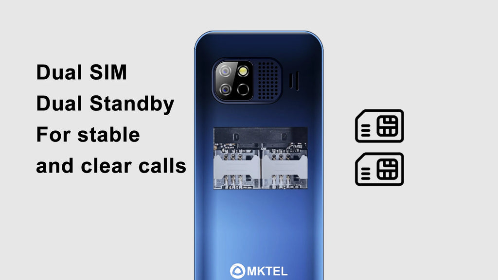 MKTEL OYE 3 Feature Phone 1.77inch Display 1800mAh Dual SIM Dual Standby MP3 MP4 FM Radio with Strong Torch Senior Phone